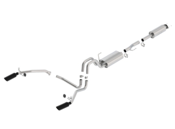 Picture of Borla 11-14 Ford F-150 5.0L Stainless Steel S-Type Catback Exhaust - 4in Tips Single Split Rear Exit