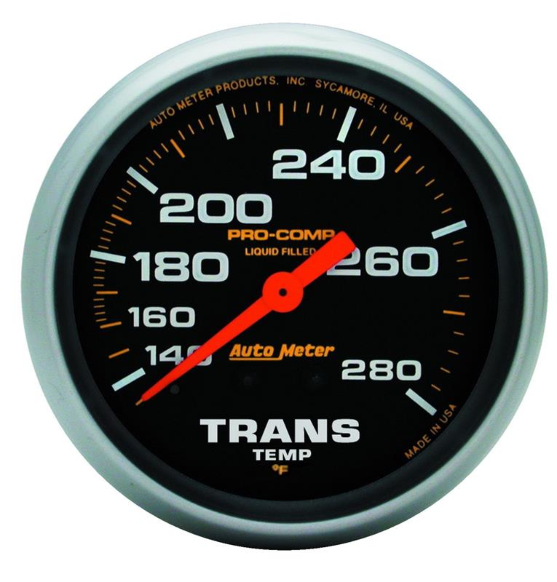 Picture of Autometer Liquid Filled Mechanical 66.7mm 140-280 deg F Temperature Gauge Includes 8 ft Tubing