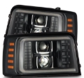 Picture of AlphaRex 92-96 Ford F-Series/Bronco LUXX-Series Proj Headlights Blk w/Actv Light SeqSig & SBDRL
