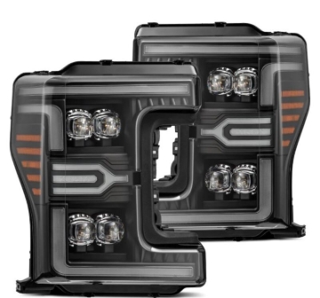 Picture of AlphaRex 17-19 Ford F-250/350/450 SD NOVA-Series LED Proj Headlights Bk w/Actv Light SeqSig & SBDRL