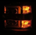 Picture of AlphaRex 15-19 Chevy Silverado 2500/3500 LUXX-Series Proj. Headlights Chrome w/Actv SeqSig & DRL