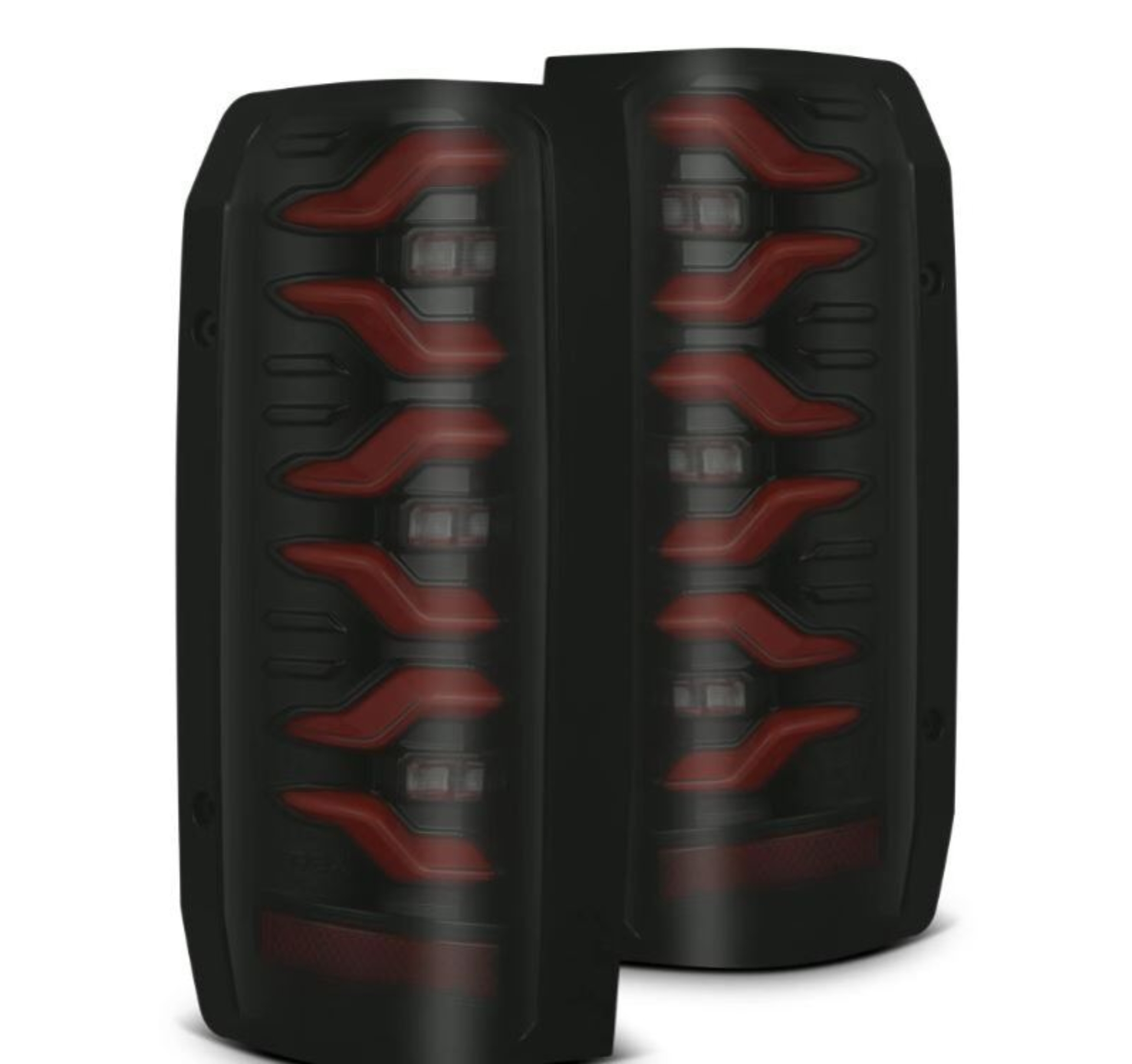 Picture of AlphaRex 87-96 Ford Bronco/F-150 Luxx-Series LED Tail Lights - Black Red