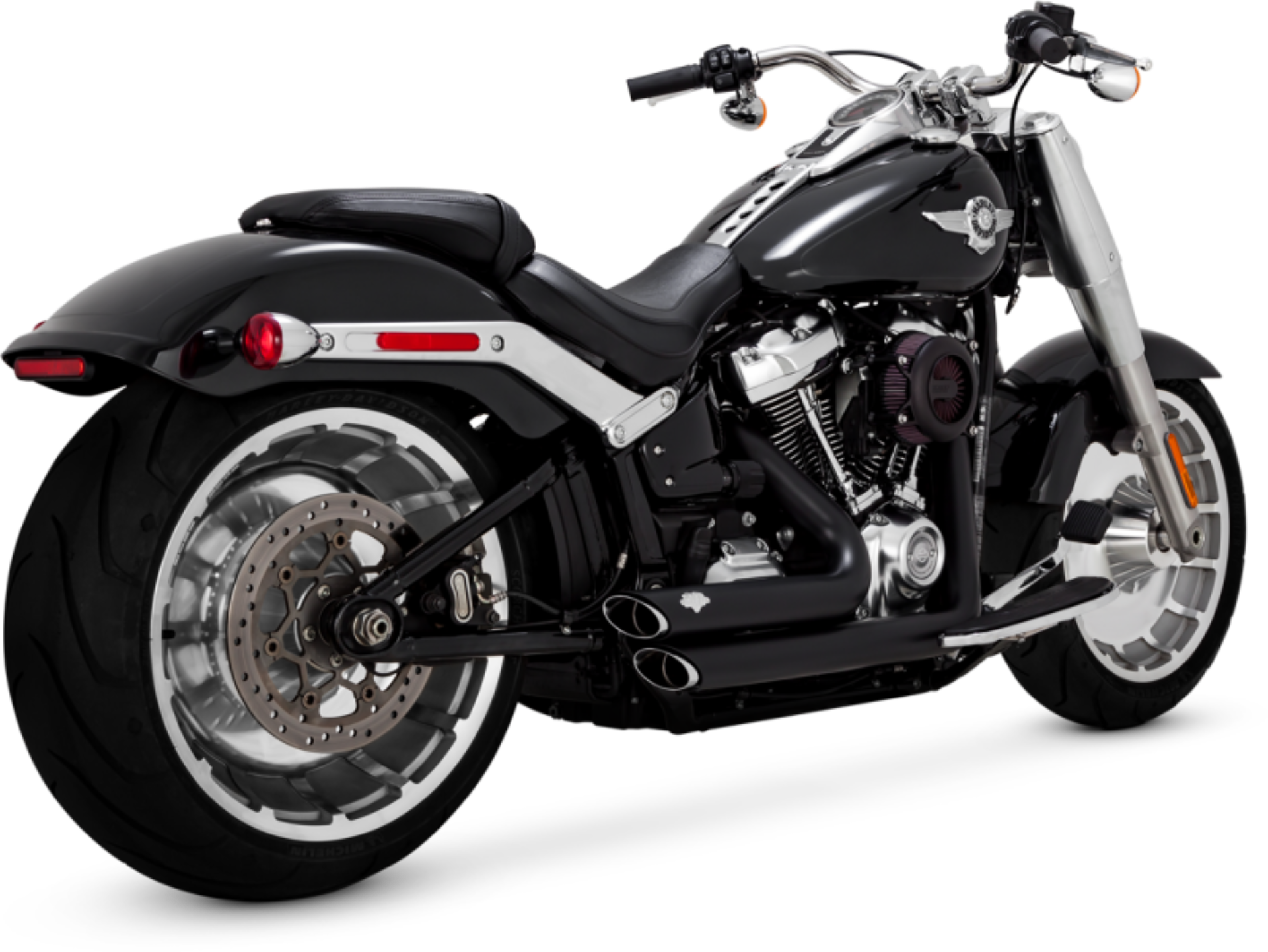 Picture of Vance & Hines 18-22 Harley Softail Wide Tire Shortshots Staggered Exhaust System - Black