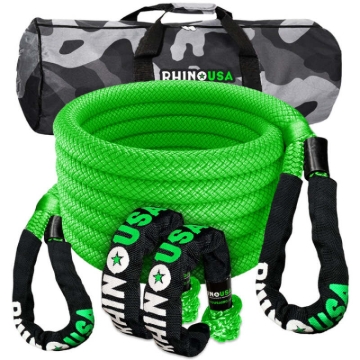 Picture of Rhino USA 7/8In X 30Ft Kinetic Rope Recovery Kit W/Soft Shackles (Green)
