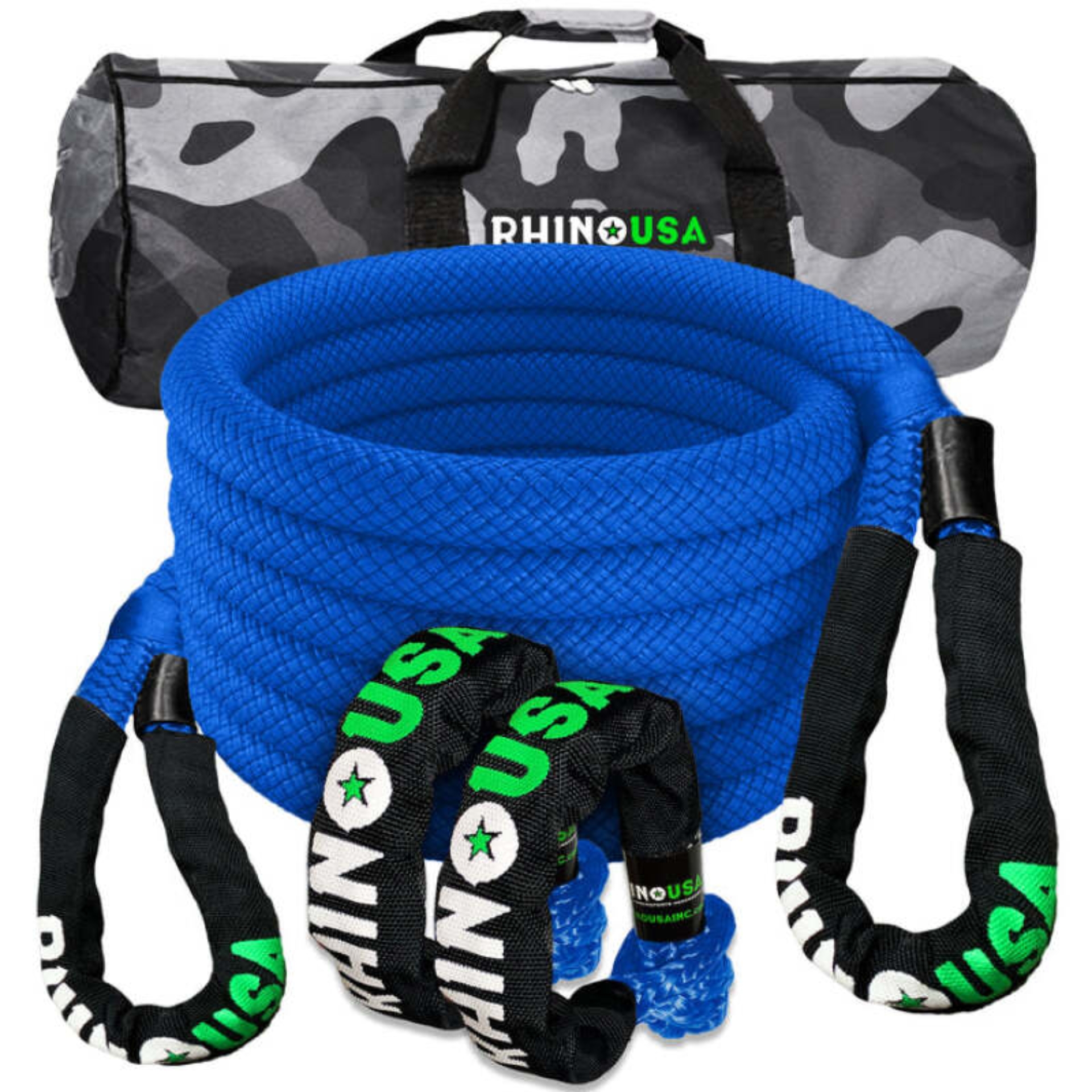 Picture of Rhino USA 7/8In X 30Ft Kinetic Rope Recovery Kit W/Soft Shackles (Blue)