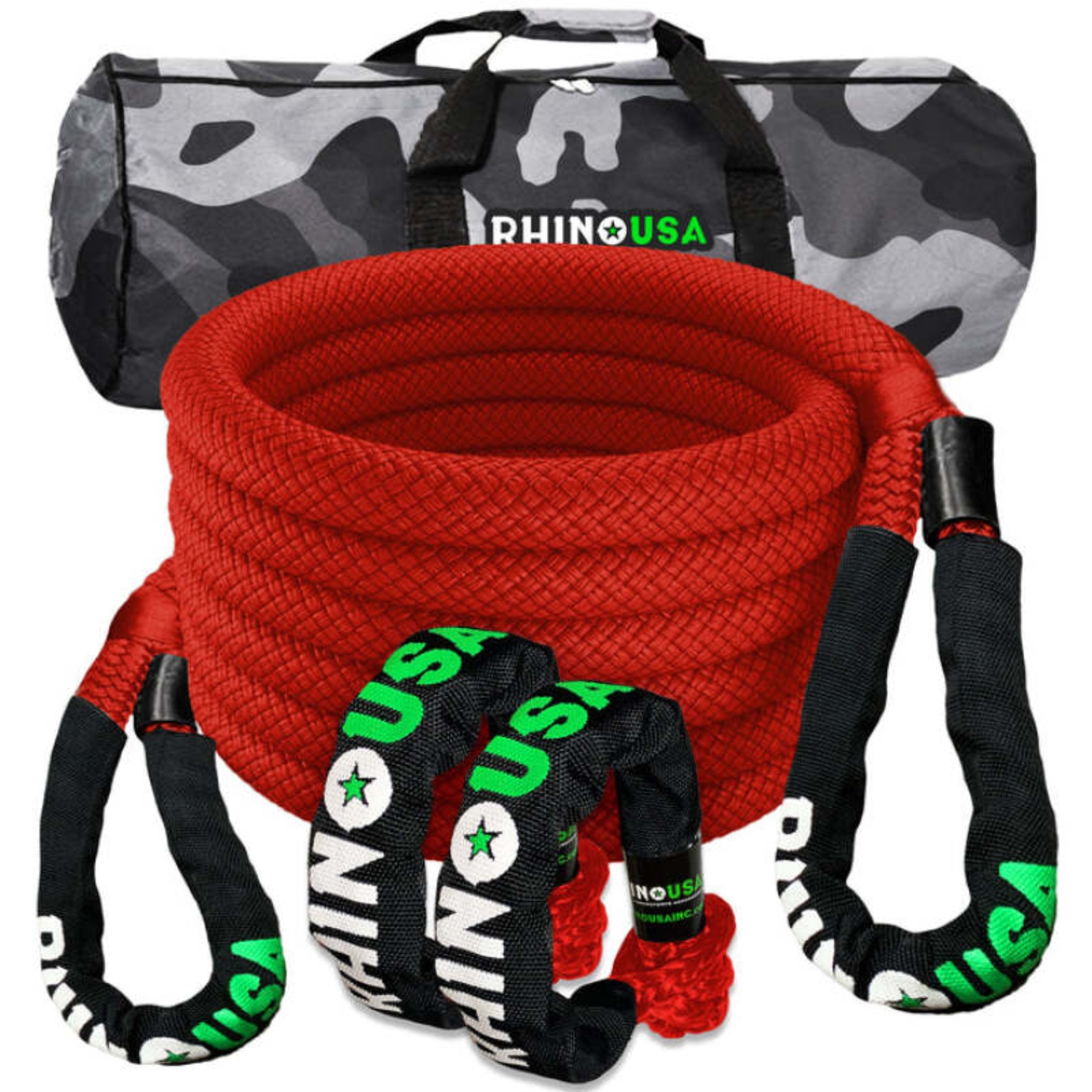 Picture of Rhino USA 7/8In X 30Ft Kinetic Rope Recovery Kit W/Soft Shackles (Red)