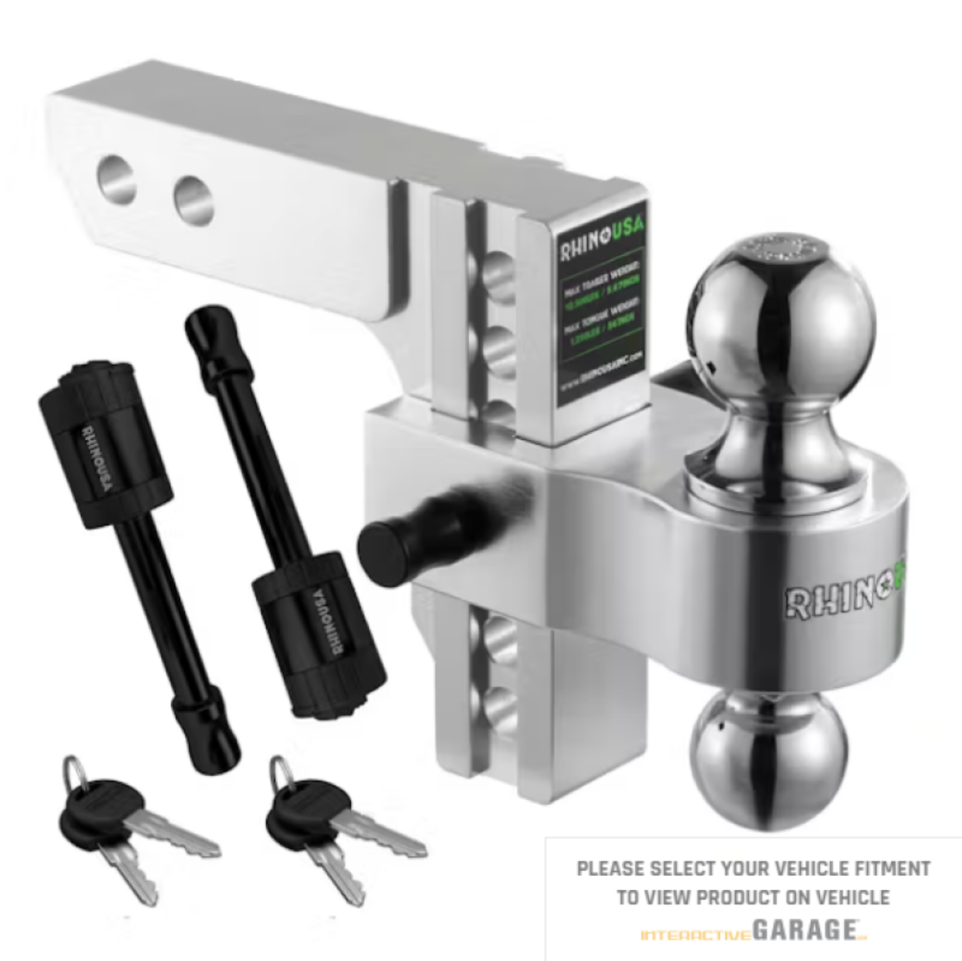 Picture of Rhino USA 8In Heavy Duty Drop Hitch - 2In (Silver)