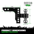 Picture of Rhino USA 6In Heavy Duty Drop Hitch - 2In (Black)