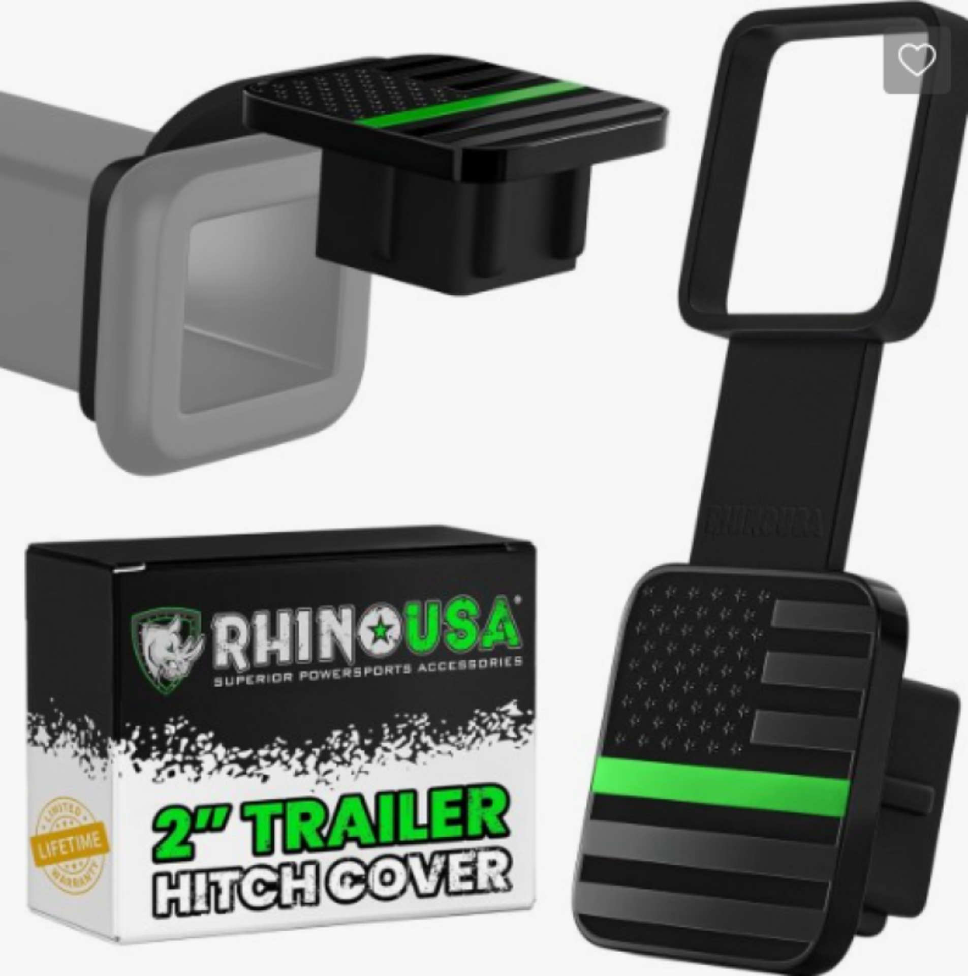 Picture of Rhino USA 2In American Flag Hitch Cover - Black & Green
