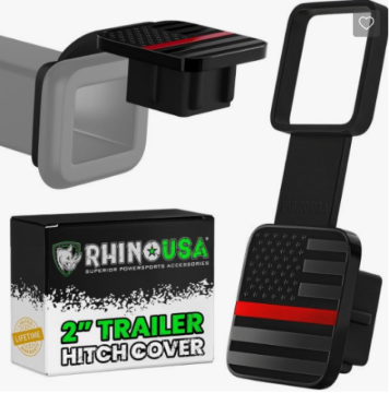 Picture of Rhino USA 2In American Flag Hitch Cover - Black & Red