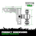 Picture of Rhino USA 6In Heavy Duty Drop Hitch - 2In (Silver)