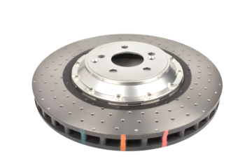 Picture of DBA 16-21 Mercedes-Benz C63 S AMG 5000 Series Drilled & Dimpled Front Brake Rotor w/Anodized Hat