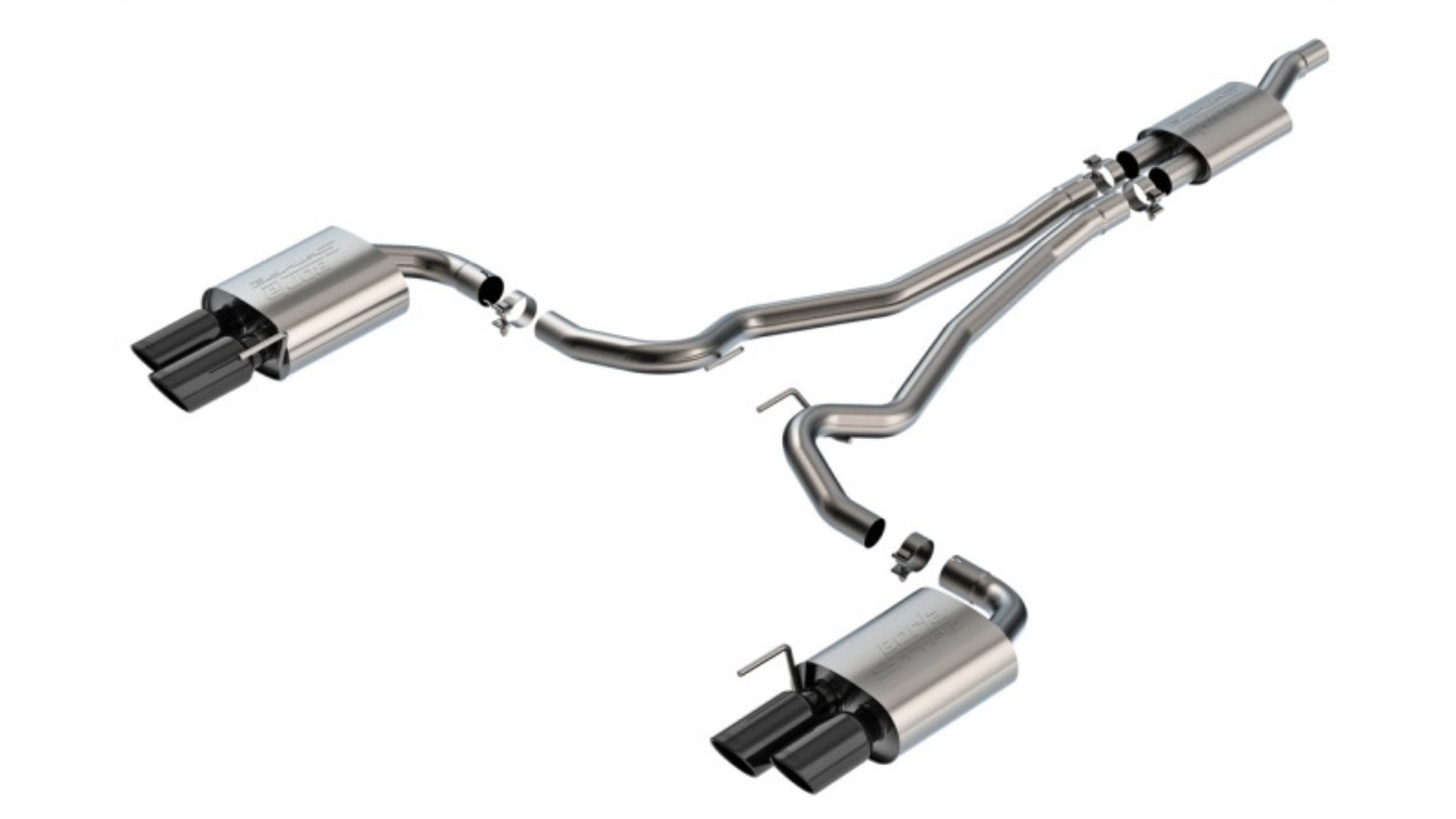 Picture of Borla 2024 Ford Mustang 2.3L Ecoboost S-Type Black Chrome Catback Exhaust w/ Quad Tips - Non-Active