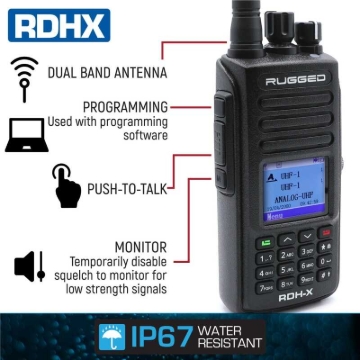 Picture of Rugged Radios WATERPROOF - Rugged RDH-X - Bus Band 2-Way Radio - Digital and Analog / Safety Yellow