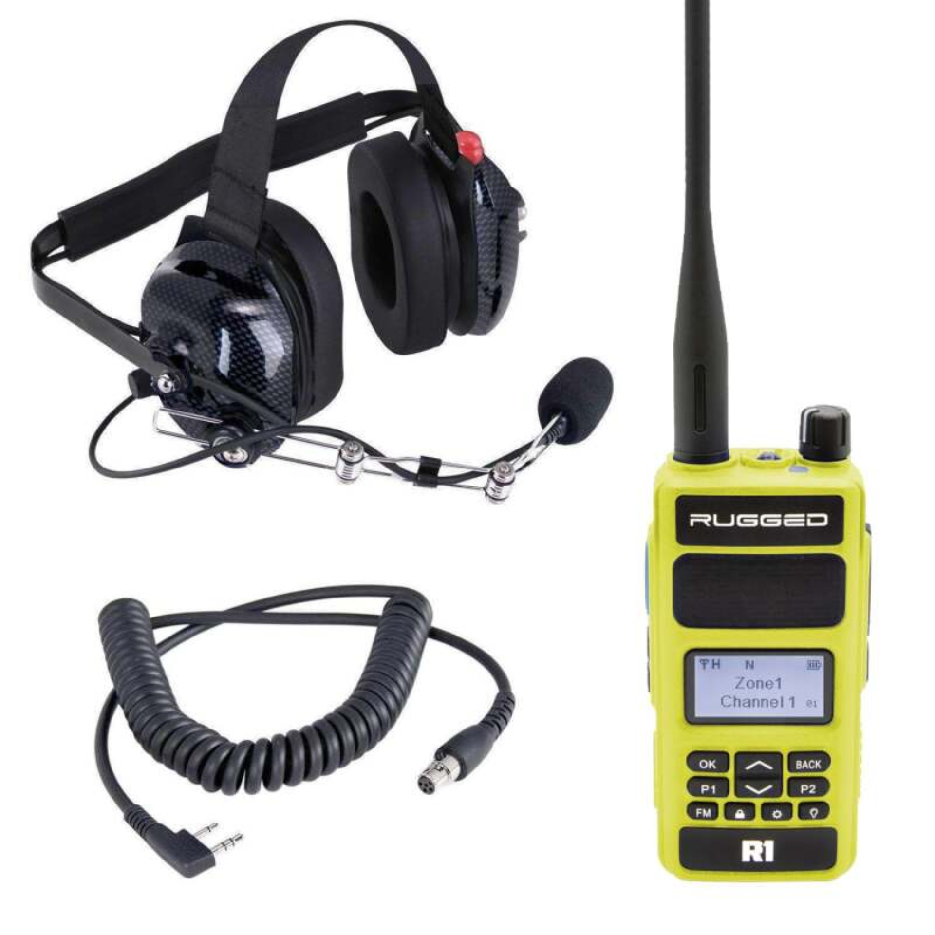 Picture of Rugged Radios Crew Chief - H42 Spotter Headset and Rugged Handheld Radio Package - Safety Yellow
