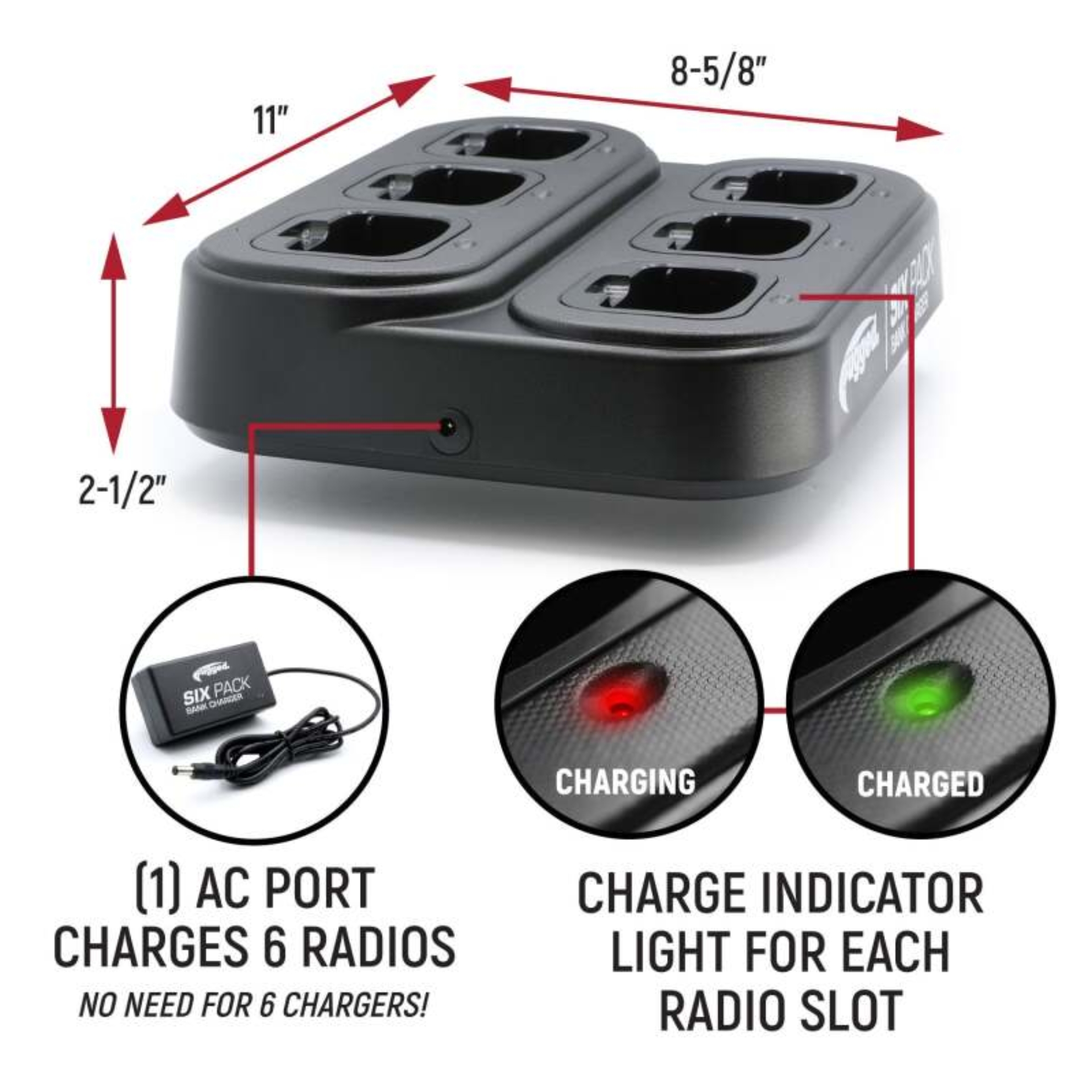 Picture of Rugged Radios 6-Pack Bank Charger for Handheld Radios RDH16