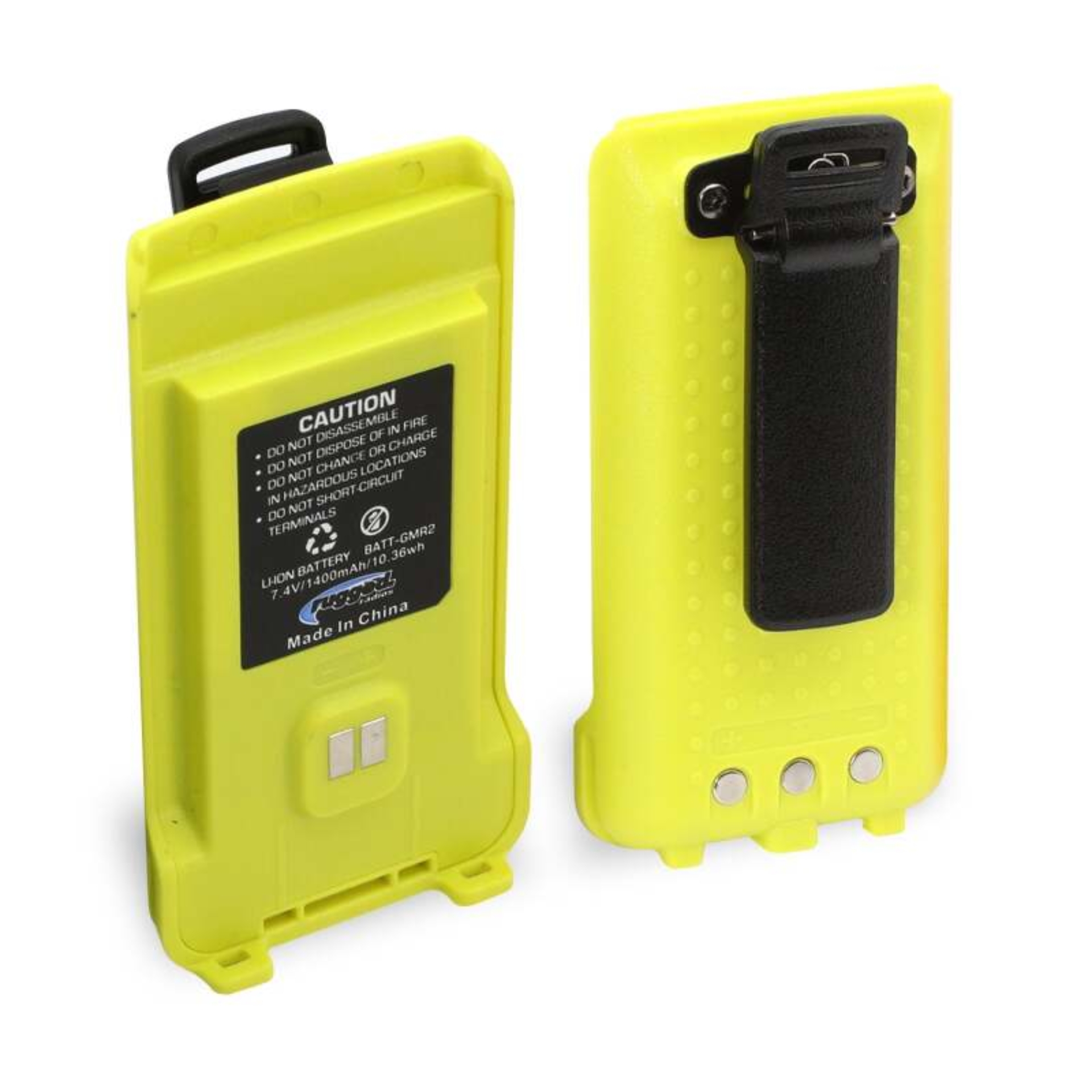 Picture of Rugged Radios GMR2 Replacement Lithium Battery w/12v Charge Port and Belt Clip Safety Yellow