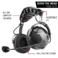 Picture of Rugged Radios AlphaBass Carbon Fiber Headset for STEREO and OFFROAD Intercoms Behind The Head
