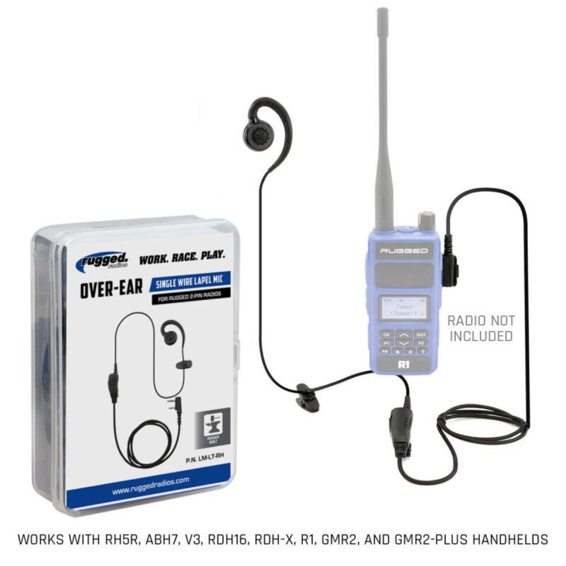 Picture of Rugged Radios Lapel Mic - 1 Wire with Ear Hook for Handheld Radios