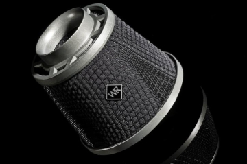 Picture of Weapon R 4in Dragon Air Filter Chrome Cage (w/ Coupler/Clamp) Red Foam Filter