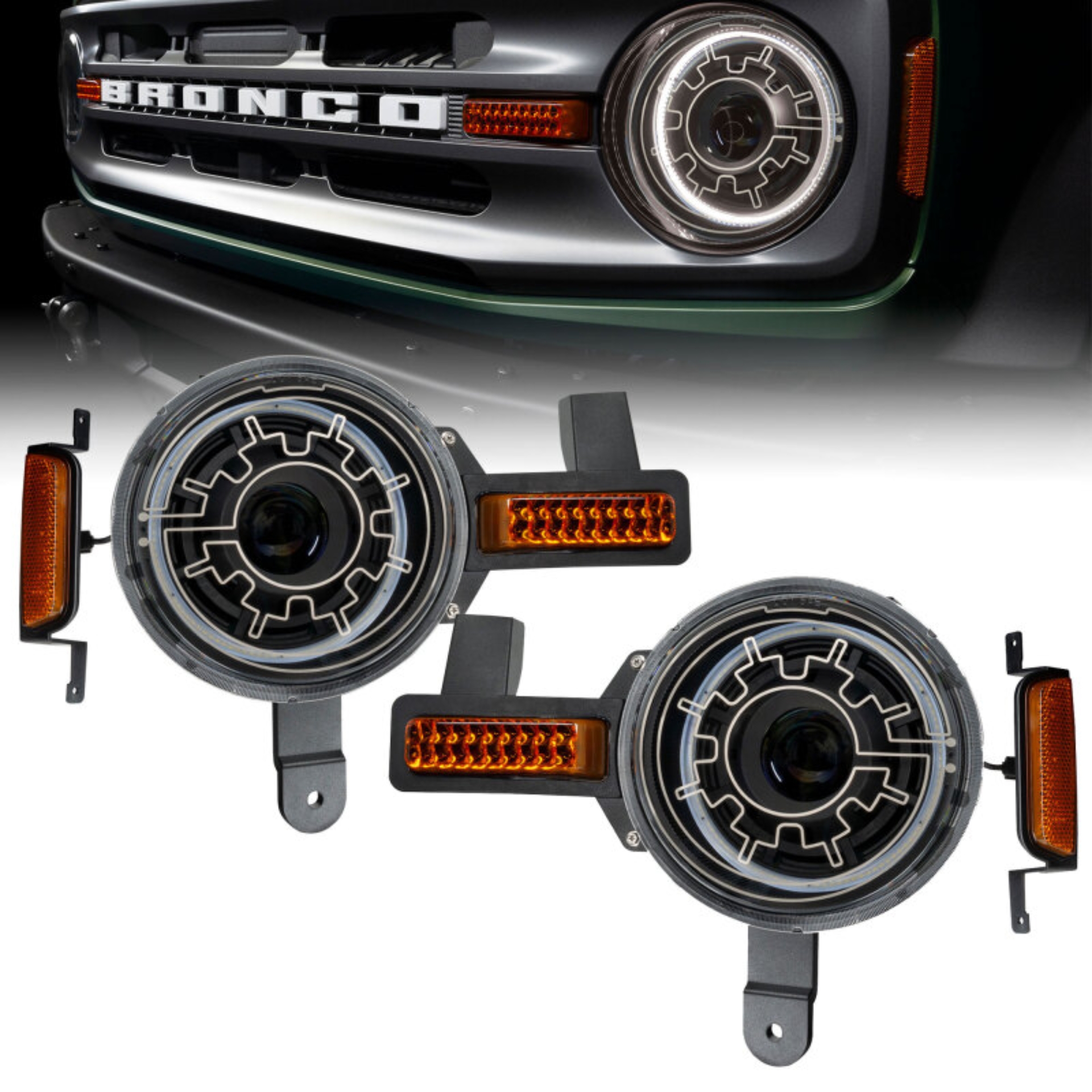Picture of Oracle 2021+ Ford Bronco Oculus Bi-LED Projector Headlights w/ Heated Lenses