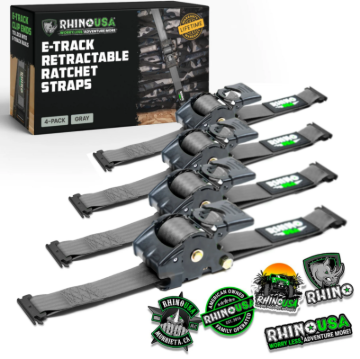 Picture of Rhino USA Retractable Ratchet Straps (2Pk 1Inx10Ft) Gray