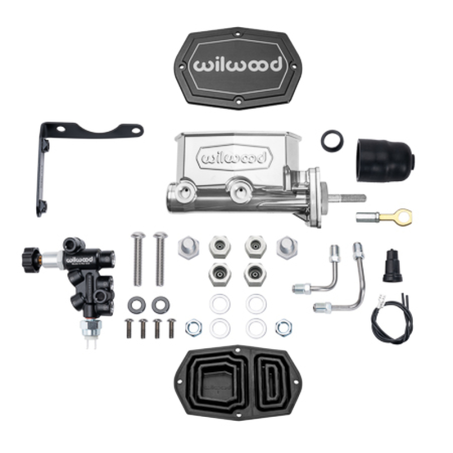 Picture of Wilwood MOPAR Compact Tandem M/C Kit w/ P-Valve & Pushrod 1in Bore - Chrome Powdercoat
