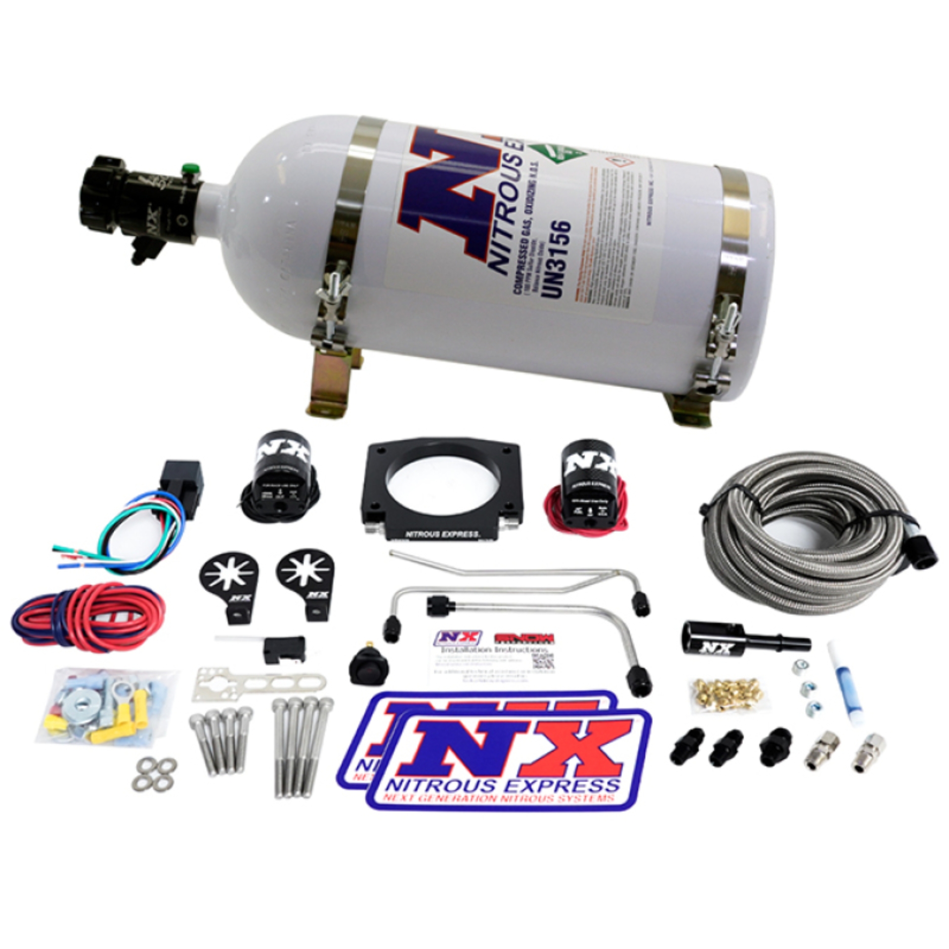 Picture of Nitrous Express LS Single Entry 90mm Plate Hardline System (50-400hp) w/10lb Bottle