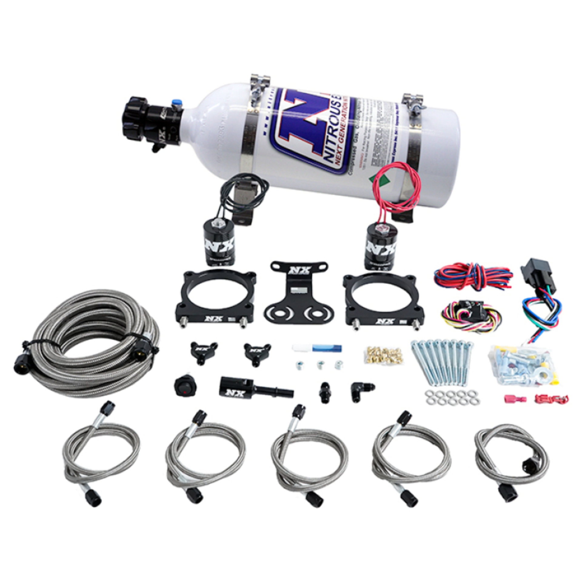 Picture of Nitrous Express 2024+ Ford Mustang 5.0L Dual Throttle Body Plate System w/5lb Bottle
