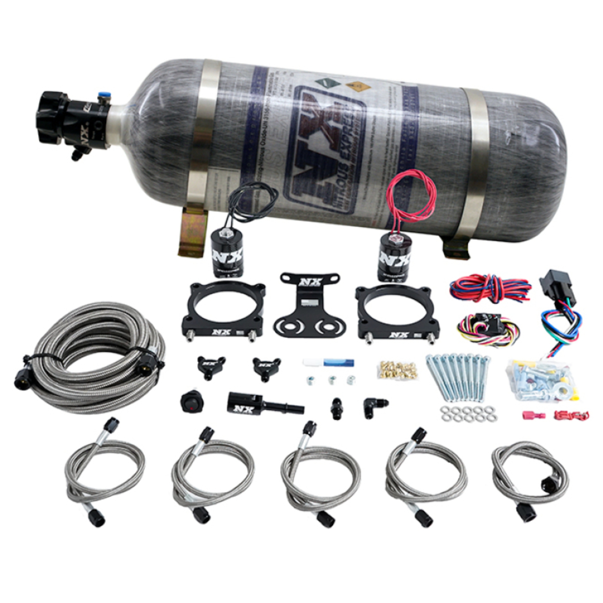 Picture of Nitrous Express 2024+ Ford Mustang 5.0L Dual Throttle Body Plate System w/12lb Composite Bottle