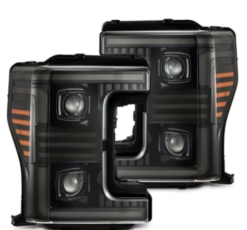 Picture of AlphaRex 17-19 Ford F-250/350/450/550 Super Duty PRO-Series Proj Headlights Alpha-Bk w/SS & DRL