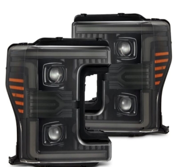 Picture of AlphaRex 17-19 Ford F-250/350/450/550 Super Duty LUXX-Series LED Proj Headlights Alpha-Blk SS/SBDRL