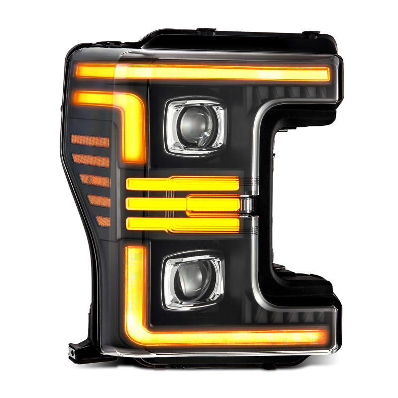Picture of AlphaRex 17-19 Ford F-250/350/450/550  Super Duty PRO-Series Proj Headlights Black w/SeqSig & DRL