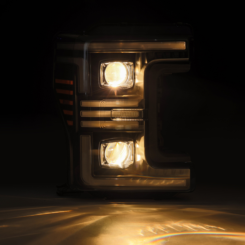 Picture of AlphaRex 17-19 Ford F-250/350/450/550 Super Duty PRO-Series Proj Headlights Alpha-Bk w/SS & DRL