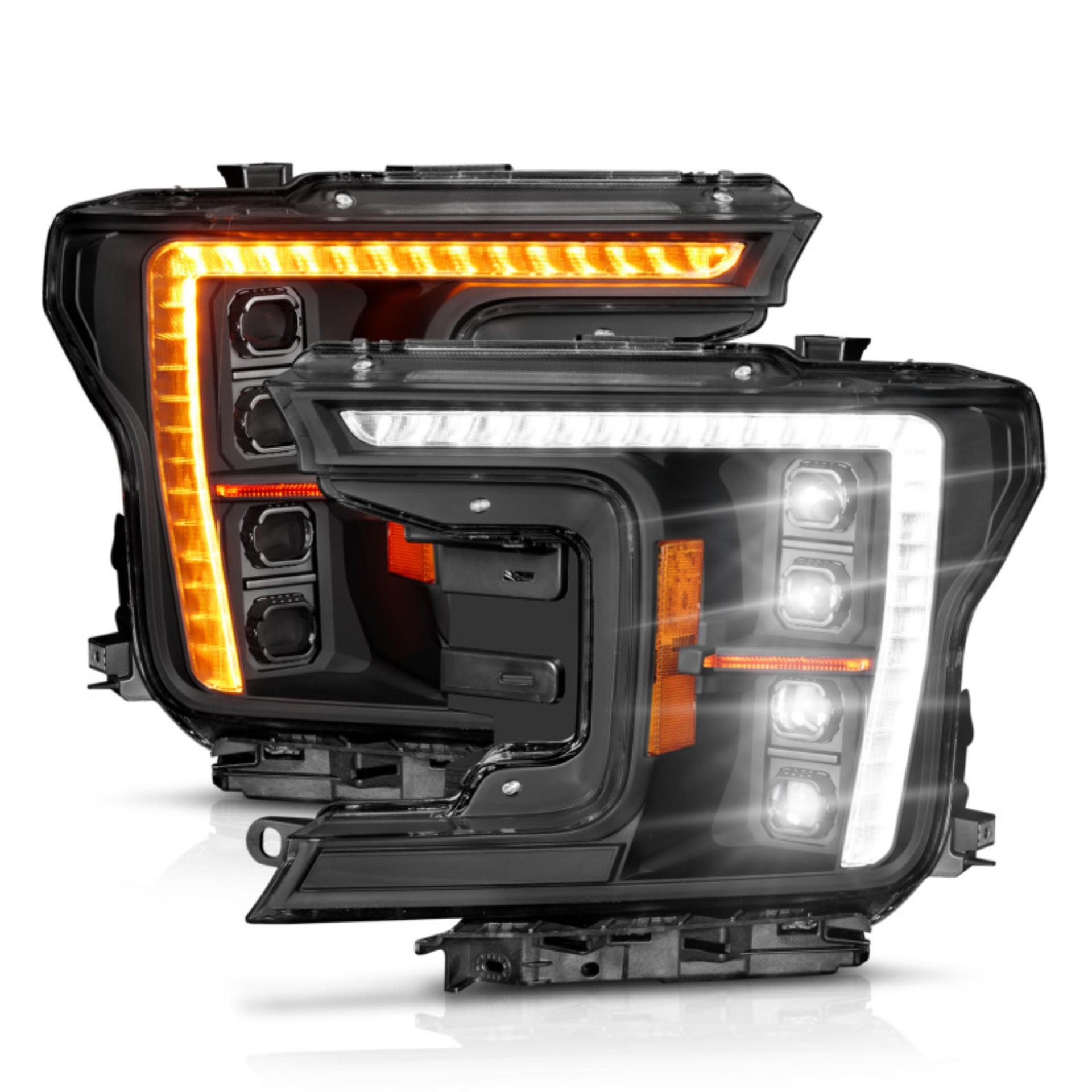 Picture of ANZO 18-20 Ford F-150 (w/Factory Halogen) Z-Series Full LED Proj Headlights Init/SeqSig - Pair