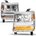 Picture of ANZO 16-18 Chevy Silverado 1500 (Factory HID Models ONLY) Full LED Proj Headlights Chrome - Pair