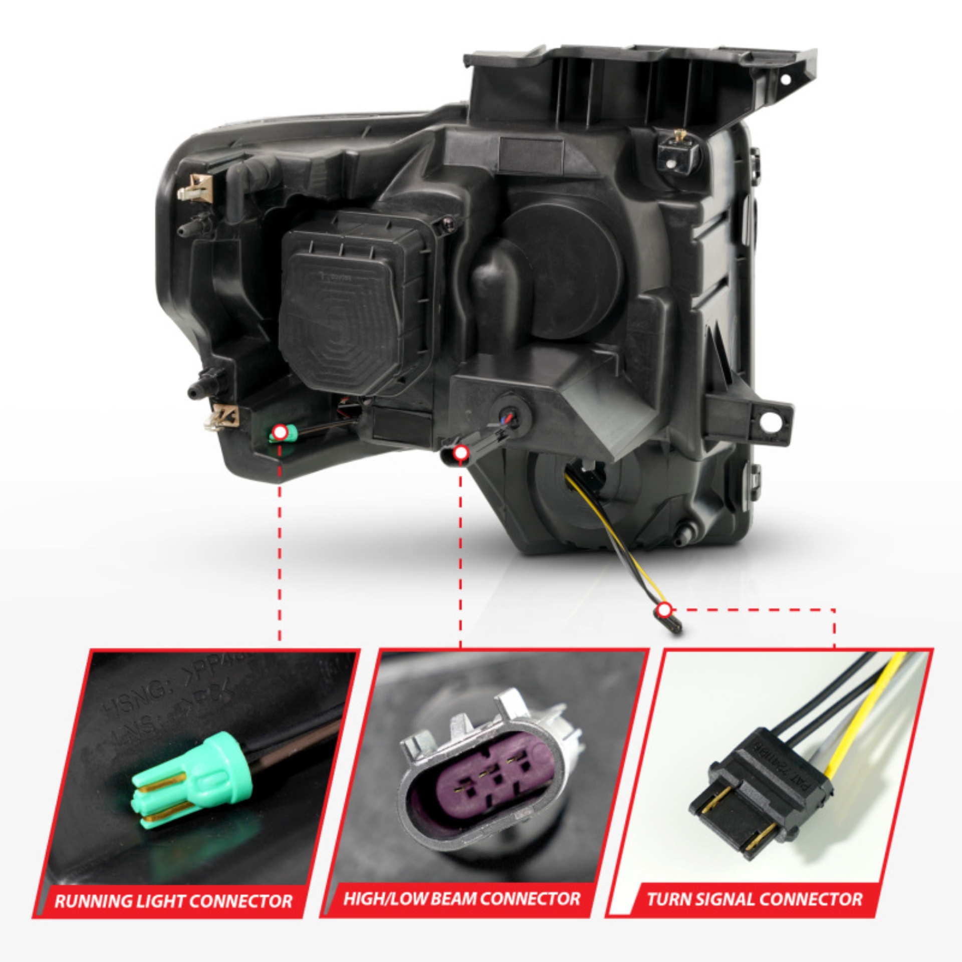 Picture of ANZO 09-14 Ford F-150 (Factory Halogen Model ONLY) Full LED Proj Headlights Init/SeqSig Black - Pair