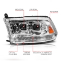 Picture of ANZO 09-19 Dodge RAM 1500 / 10-18 2500/3500 LED Proj Headlights SeqSig Chrome - Pair