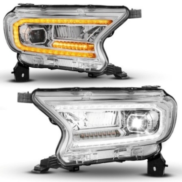 Picture of ANZO 19-23 Ford Ranger (Factory Halogen Models) Full LED Proj Headlights DRL/SeqSig Chrome - Pair