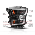 Picture of ANZO 15-17 Ford F-150 (Factory Halogen Model ONLY) Full LED Proj Headlights  Init/SeqSig Black- Pair
