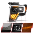 Picture of ANZO 09-14 Ford F-150 (Factory Halogen Model ONLY) Full LED Proj Headlights Init/SeqSig Black - Pair