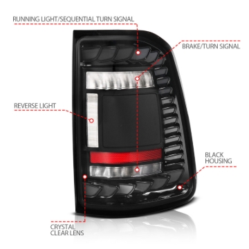 Picture of ANZO 19-24 RAM 1500 (Factory LED Models ONLY) Full LED Tail Lights SeqSig Black - Pair