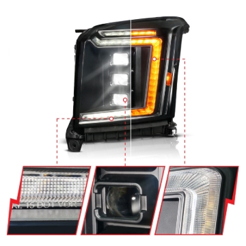 Picture of ANZO 15-20 GMC Yukon (Incl XL - Factory Halogen Models) Full LED Proj Headlights Black - Driver Side