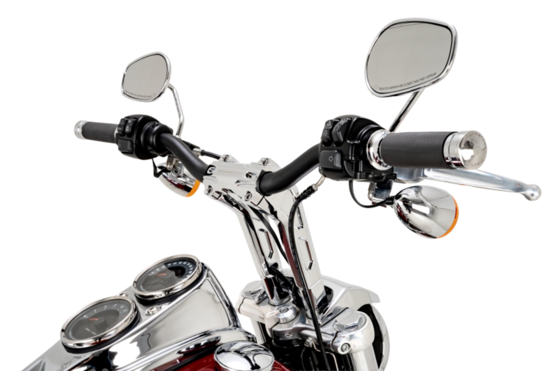 Picture of Performance Machine Phatbar H-Bar Assy, 9in Riser, 1-1/4in Bar, Int Wire, Gauge Mount - Chrome