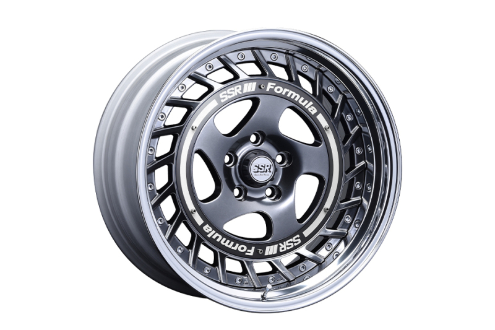 Picture of SSR Formula Aero Spoke 18x12.5 5x114.3 -39 Titan Silver w/ Brushed Red Aero Plate