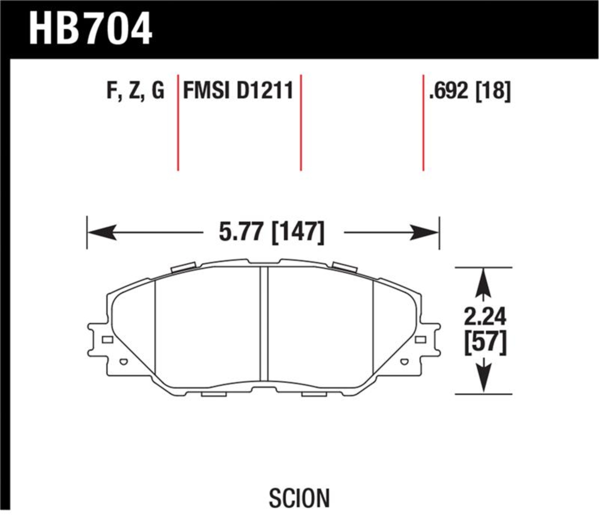 Picture of Hawk 06-09 Toyota RAV4 / 10-13 Toyota Matrix Performance Ceramic Front Brake Pads