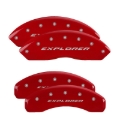 Picture of MGP 4 Caliper Covers Engraved 2012+ Ford Explorer Front and Rear - Red - Silver Characters