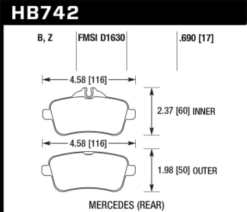 Picture of Hawk 14-15 Mercedes M Class / 12-13 Mercedes ML350 Performance Ceramic Rear Brake Pads