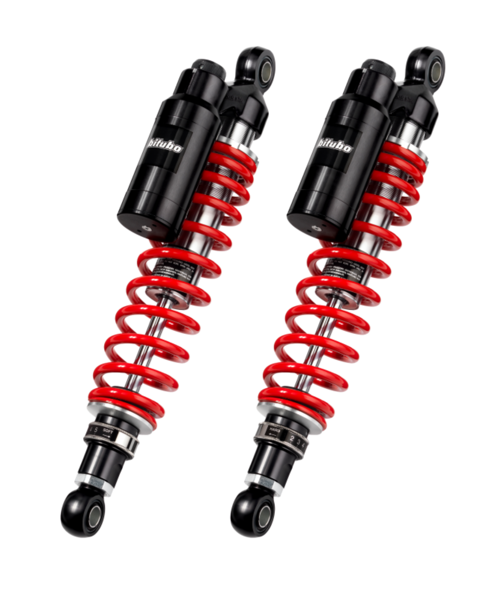 Picture of Bitubo WMT0 Twinshocks Adj.: Spring Preload, Reb., Comp., Length 360mm, Piggyback Tank Red Spring