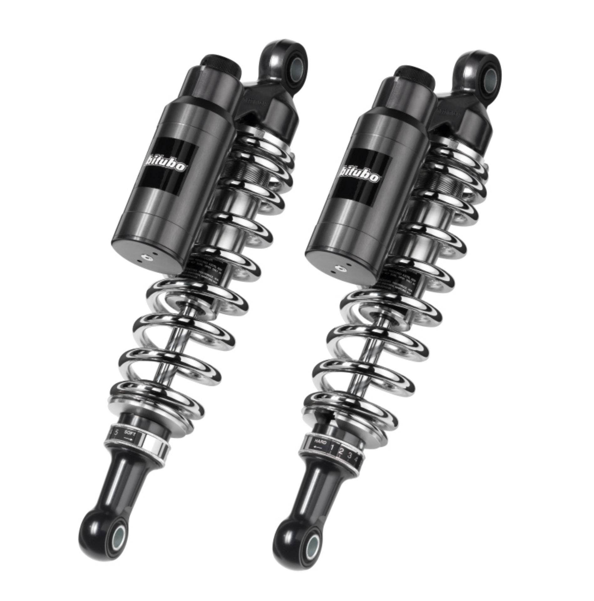 Picture of Bitubo WMT0 Twinshocks Adj.: Spring Preload, Reb., Comp., Length 361mm, Piggyback Tank, Chr Edition